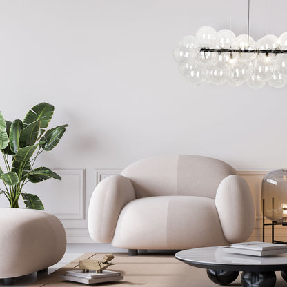Dainolite 10 Light Halogen Horizontal Pendant, Matte Black with Clear Glass