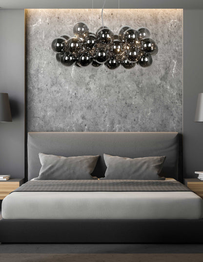 Dainolite 10 Light Halogen Horizontal Pendant, Polished Chrome with Smoked Glass