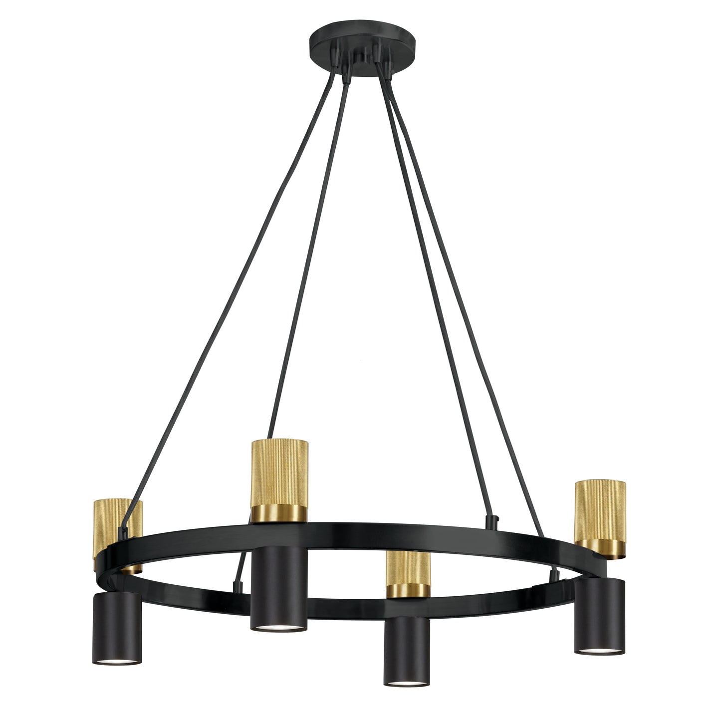 Dainolite 8 Light Chandelier in Matte Black & Aged Brass