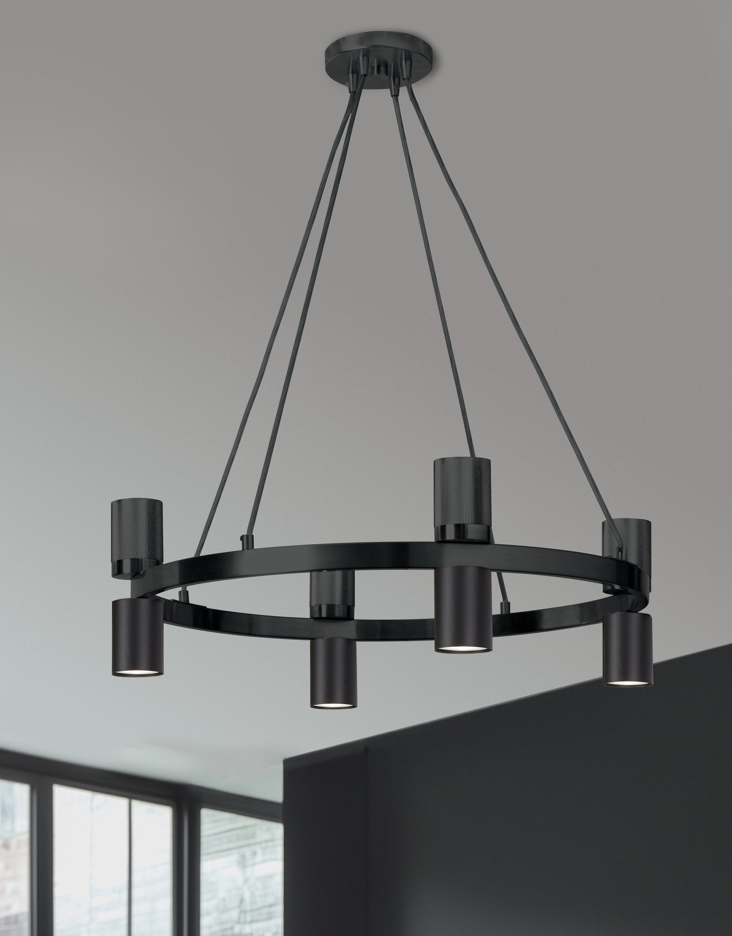Dainolite 8 Light Chandelier in Matte Black