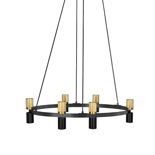 Dainolite 12 Light Chandelier in Matte Black & Aged Brass