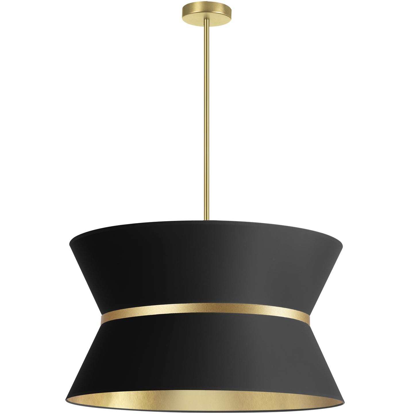 Dainolite CTN-244C-AGB-698 4 Light Incandescent Chandelier, Aged Brass with Gold Ring Black / Gold Shade