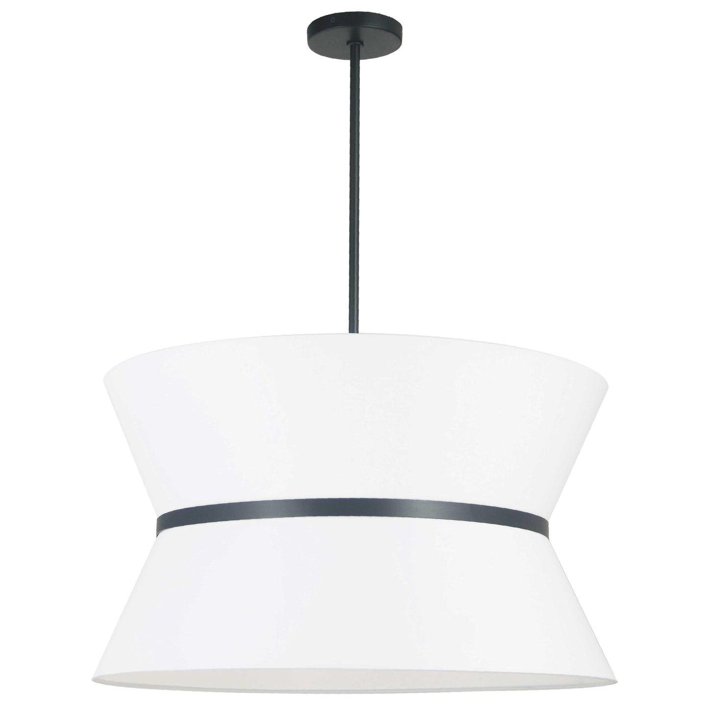 Dainolite 4 Light Incandescent Chandelier, Matte Black with White Shade