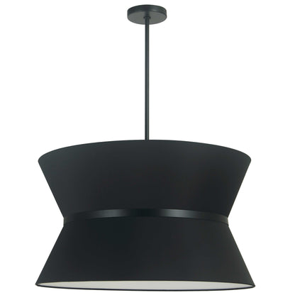 Dainolite 4 Light Incandescent Chandelier, Matte Black with Black Shade