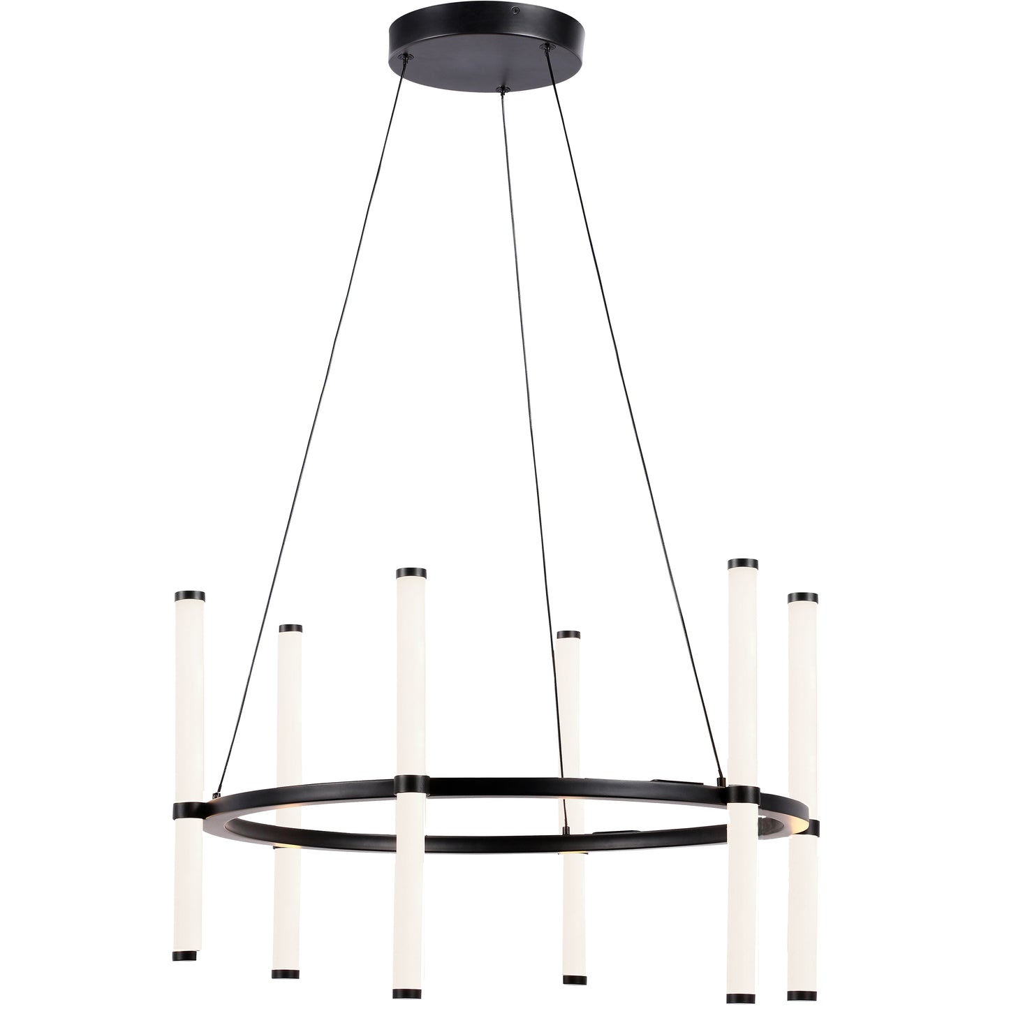 Dainolite 36W Chandelier, Matte Black with White Acrylic Diffuser