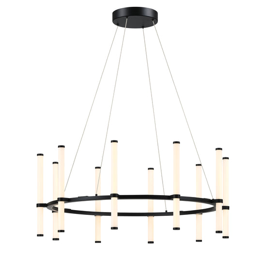 Dainolite 60W Chandelier, Matte Black with White Acrylic Diffuser