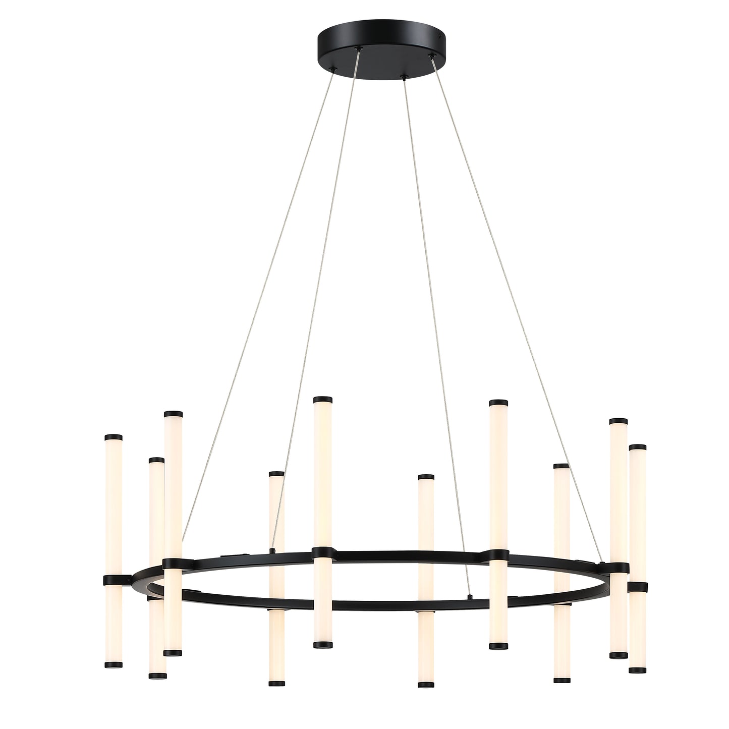 Dainolite 60W Chandelier, Matte Black with White Acrylic Diffuser