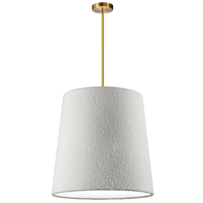 Dainolite 1 Light Incandescent Aged Brass Pendant with Boucle Fabric Shade