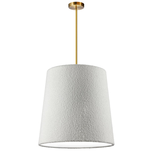 Dainolite 1 Light Incandescent Aged Brass Pendant with Boucle Fabric Shade