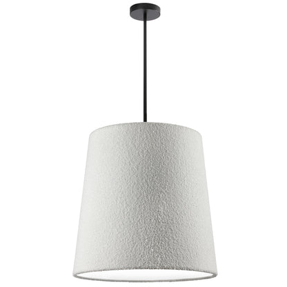 Dainolite 1 Light Incandescent Matte Black Pendant with Boucle Fabric Shade