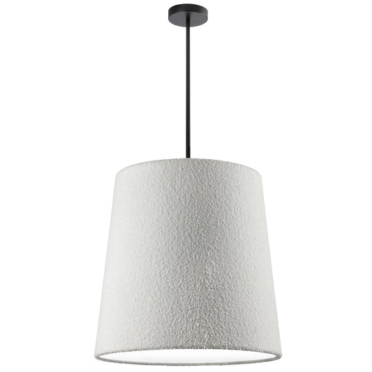 Dainolite 1 Light Incandescent Matte Black Pendant with Boucle Fabric Shade