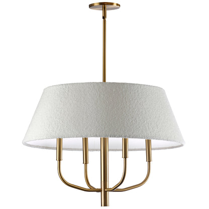 Dainolite 4 Light Incandescent Aged Brass Chandelier with Boucle Fabric Shade