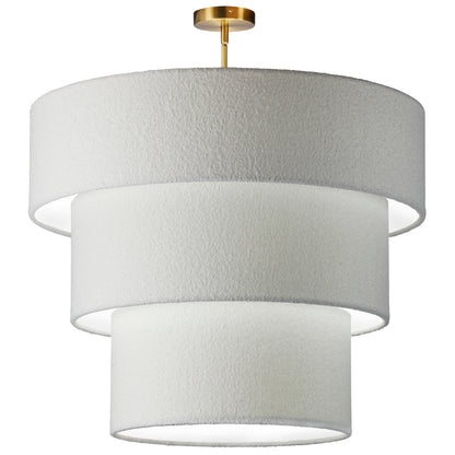 Dainolite 9 Light Incandescent Aged Brass Pendant with Boucle Fabric Shade
