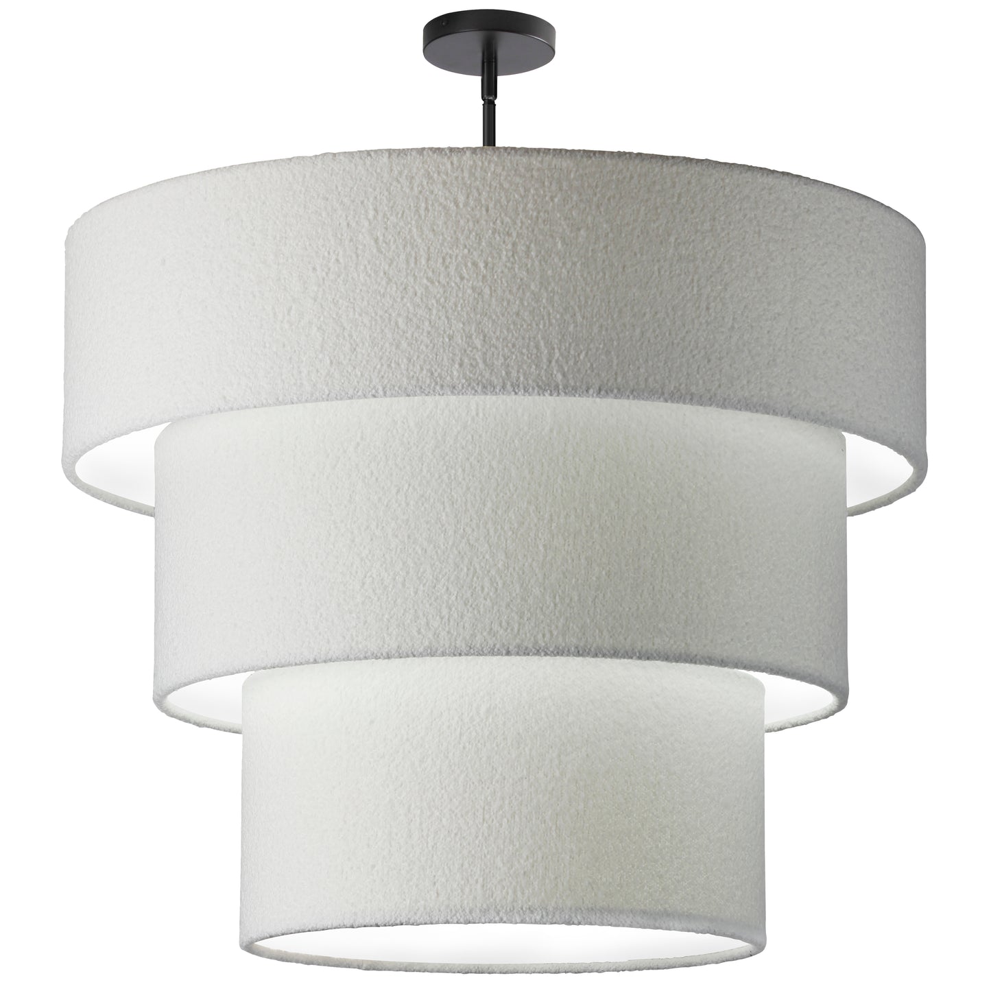 Dainolite 9 Light Incandescent Matte Black Pendant with Boucle Fabric Shade
