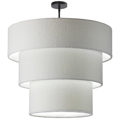 Dainolite 9 Light Incandescent Matte Black Pendant with Boucle Fabric Shade