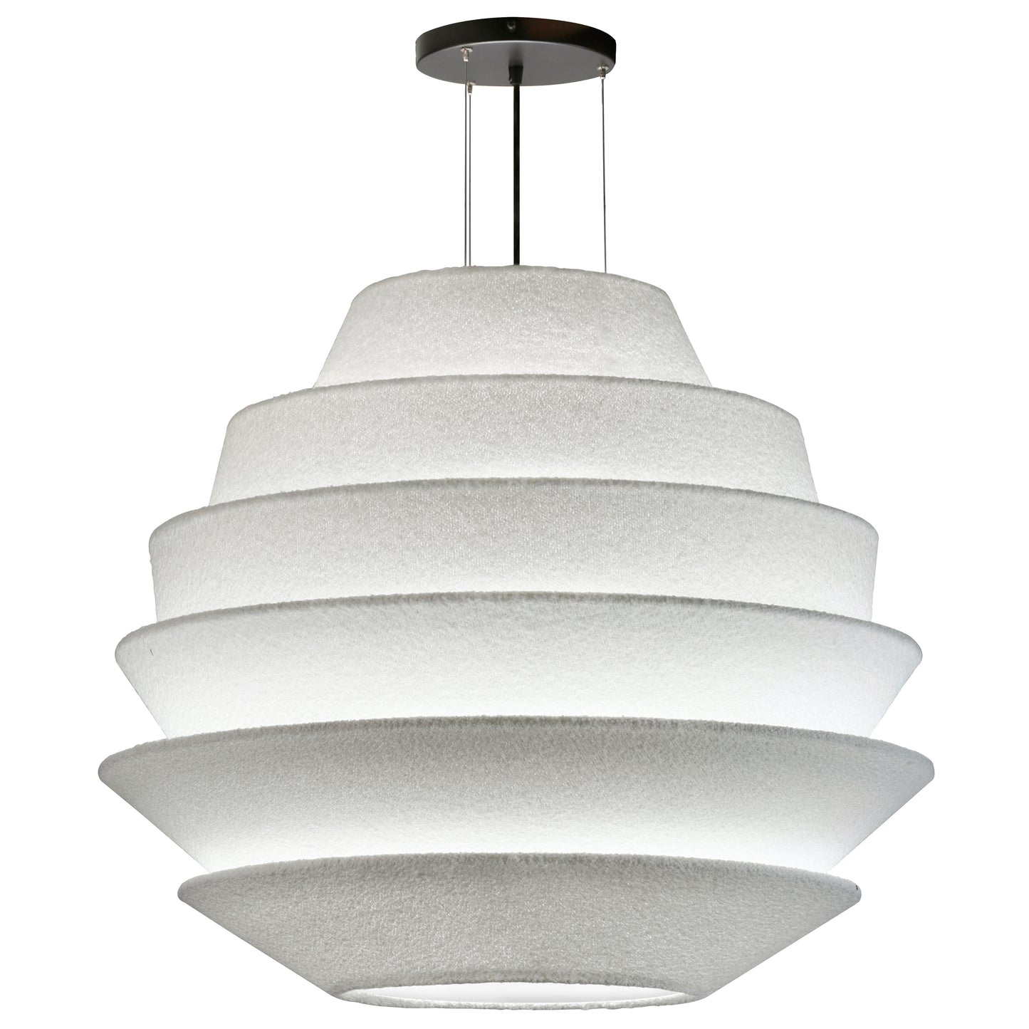 Dainolite 9 Light Incandescent Matte Black Pendant with White Boucle Fabric Shade