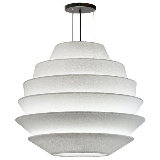Dainolite 9 Light Incandescent Matte Black Pendant with White Boucle Fabric Shade