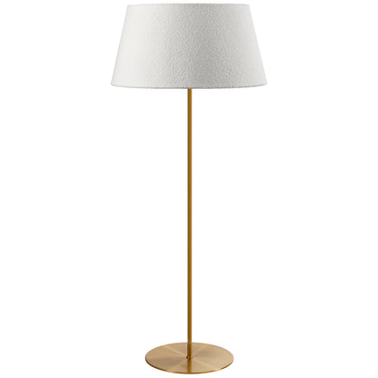 Dainolite 9 Light Incandescent Aged Brass Floor Lamp with White Boucle Fabric Shade