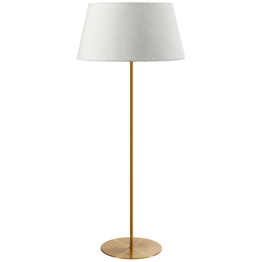 Dainolite 9 Light Incandescent Aged Brass Floor Lamp with White Boucle Fabric Shade