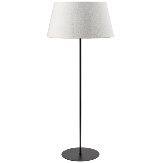 Dainolite 9 Light Incandescent Matte Black Floor Lamp with White Boucle Fabric Shade