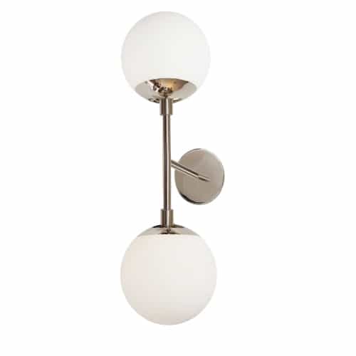 Dainolite 2 Light Halogen Polished Chrome Wall Sconce w/ White Glass