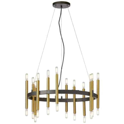 Dainolite 24 Light Incandescent Matte Black & Aged Brass Chandelier