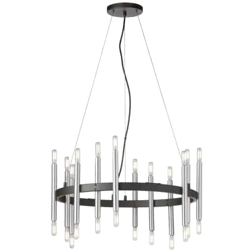 Dainolite 24 Light Incandescent Matte Black & Polished Chrome Chandelier