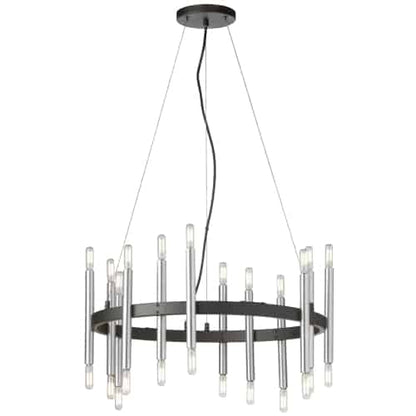 Dainolite 24 Light Incandescent Matte Black & Polished Chrome Chandelier
