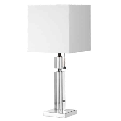 Dainolite DM231-PC Crystal Table Lamp, Polished Chrome, Square White Linen Shade