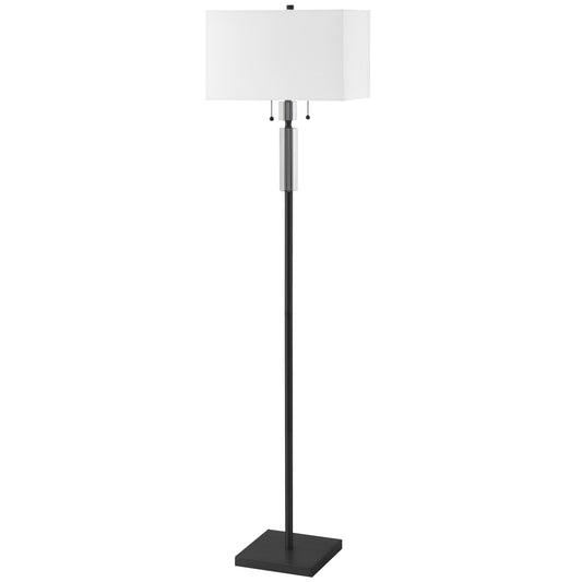 Dainolite 2 Light Incandescent Floor Lamp Matte Black with White Shade