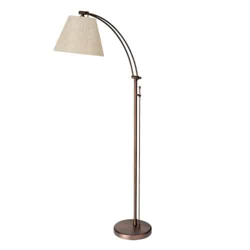 Dainolite DM2578-F-OBB Adjustable Floor Lamp, Oil Brushed Bronze, Flax Empire Shade, Rotary Dimmer Switch