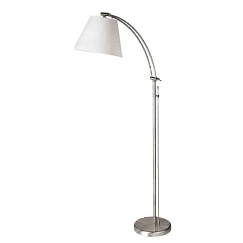 Dainolite DM2578-F-SC Adjustable Floor Lamp, Satin Chrome, White Empire Shade, Rotary Dimmer Switch