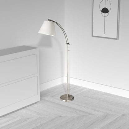 Dainolite Adjustable Floor Lamp, Satin Chrome, White Empire Shade, Rotary Dimmer Switch