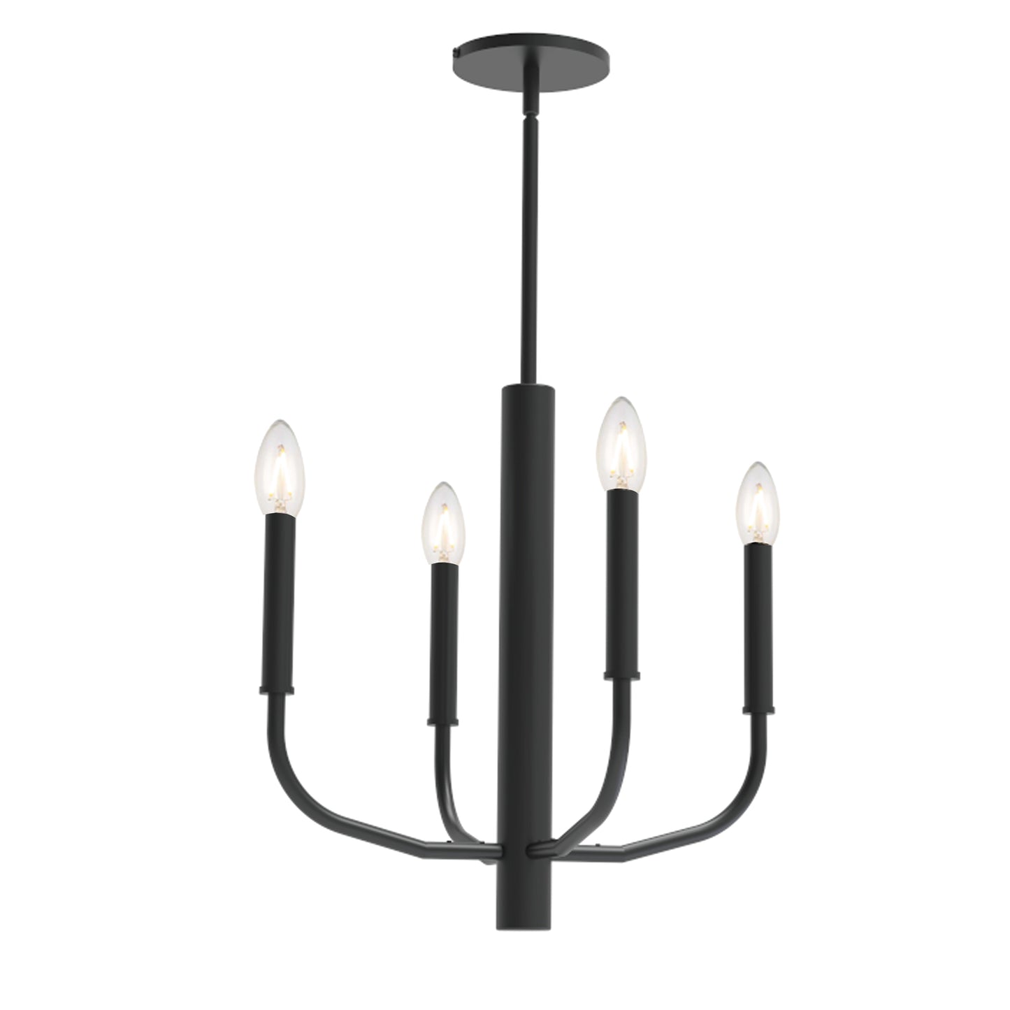 Dainolite 4 Light Incandescent Chandelier, Matte Black