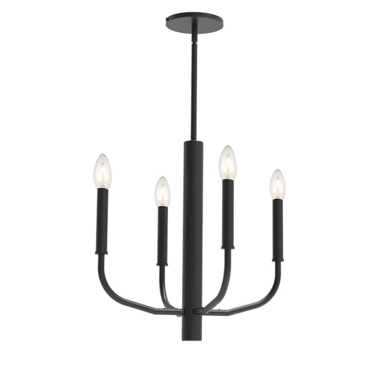 Dainolite 4 Light Incandescent Chandelier, Matte Black
