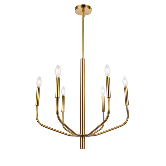 Dainolite 6 Light Incandescent Chandelier, Aged Brass