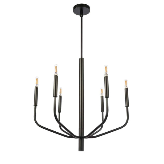 Dainolite 6 Light Incandescent Chandelier, Matte Black