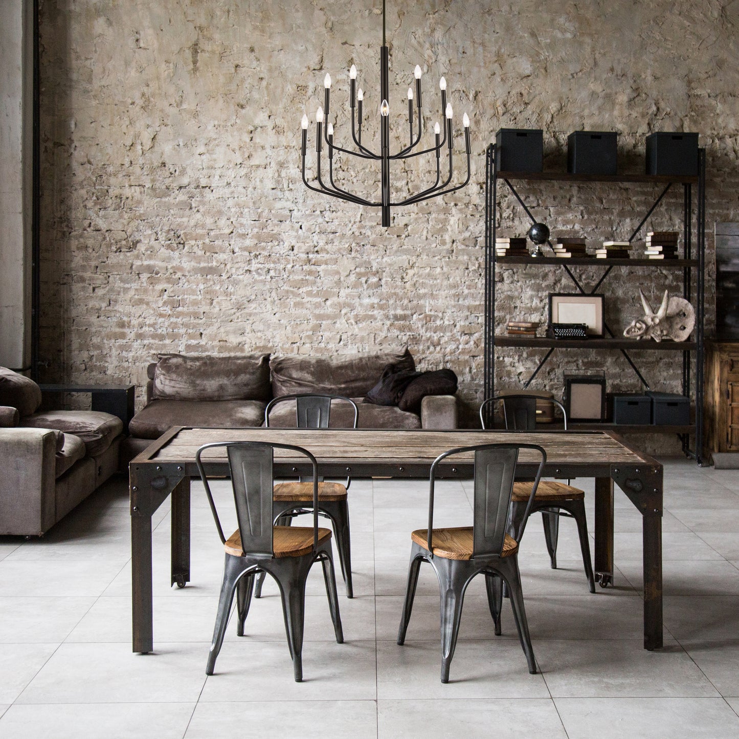 Dainolite 14 Light Incandescent Matte Black Chandelier