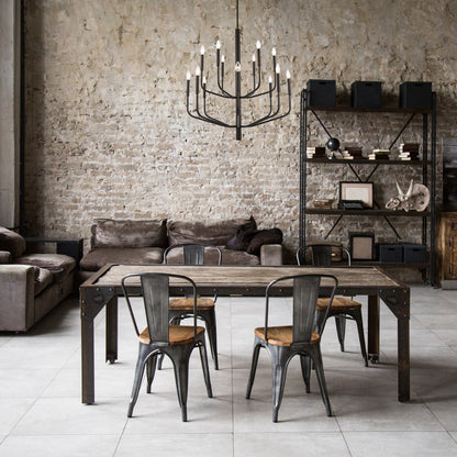 Dainolite 14 Light Incandescent Matte Black Chandelier
