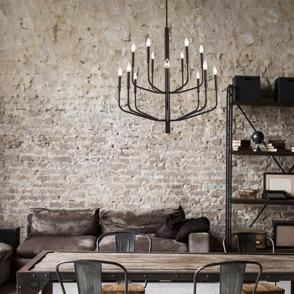 Dainolite 14 Light Incandescent Matte Black Chandelier