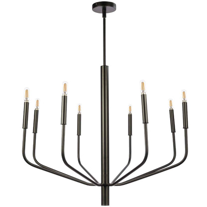 Dainolite 8 Light Incandescent Chandelier, Matte Black
