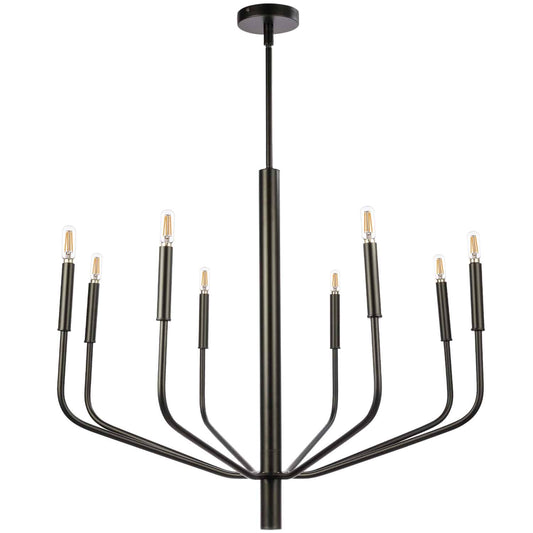 Dainolite 8 Light Incandescent Chandelier, Matte Black
