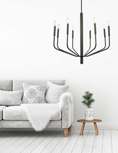 Dainolite 8 Light Incandescent Chandelier, Matte Black