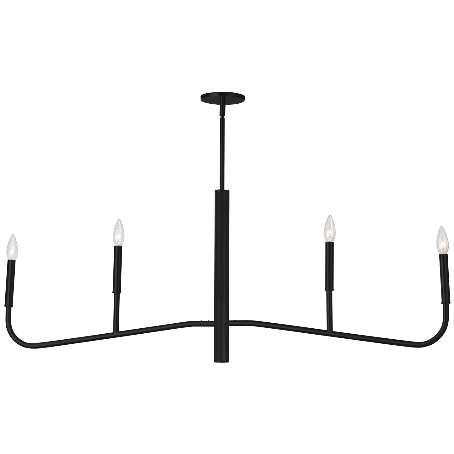 Dainolite 4 Light Incandescent Horizontal Chandelier, Matte Black