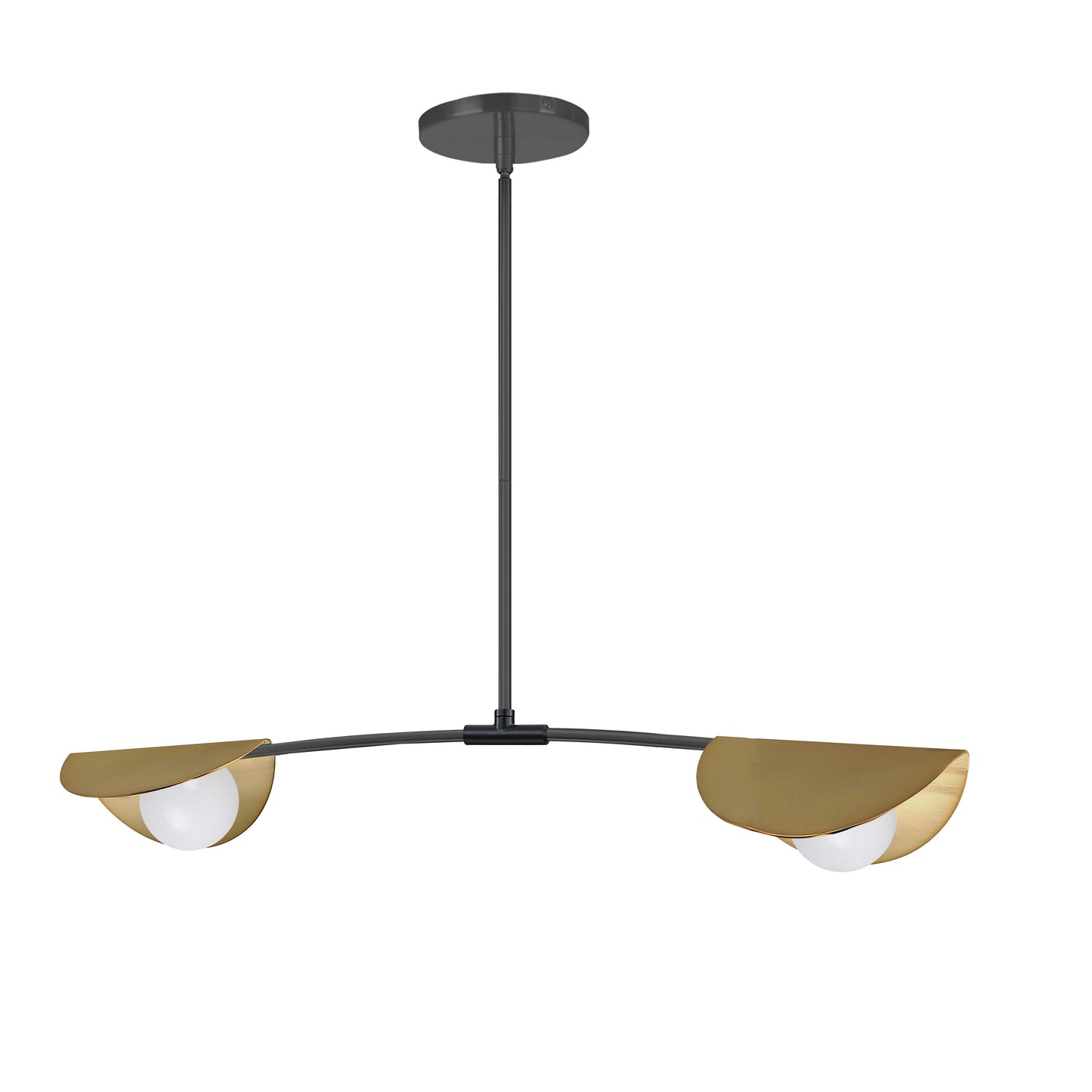 Dainolite 2 Light Halogen Horizontal Pendant Matte Black / Aged Brass with White Glass