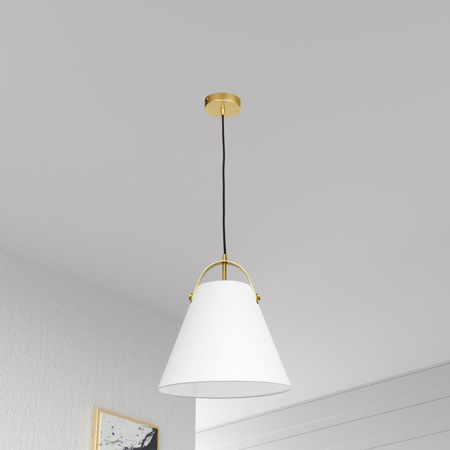 Dainolite 1 Light Emperor Pendant Aged Brass with White Shade