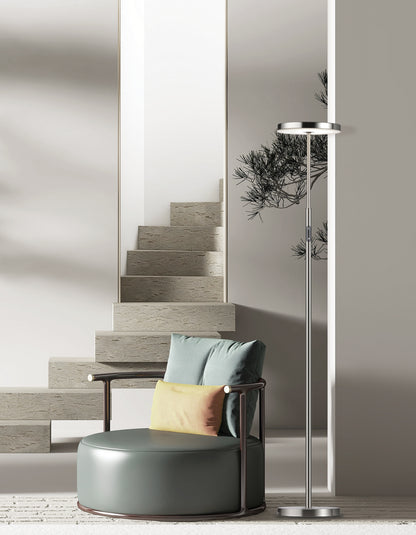 Dainolite 30W Floor Lamp Satin Nickel with White Acrylic Diffuser