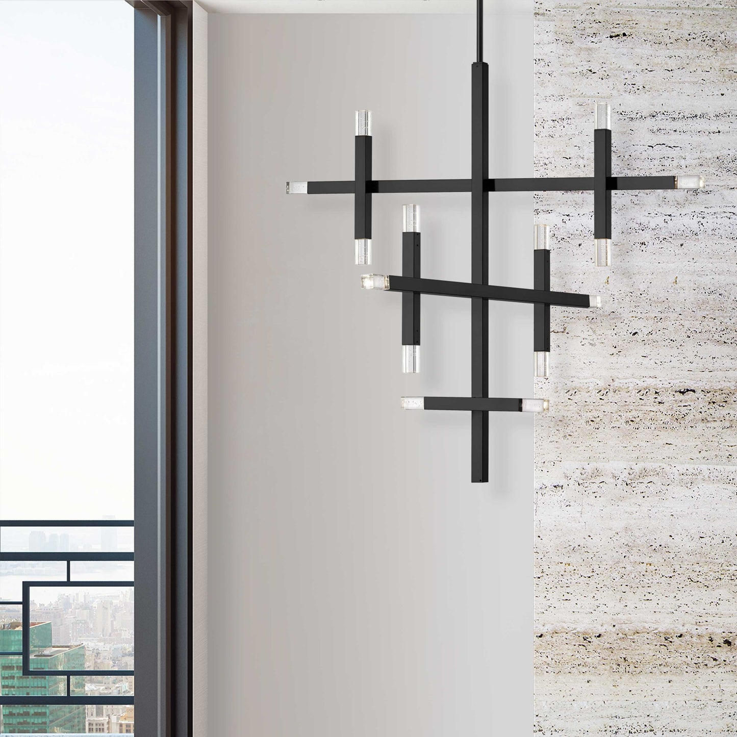 Dainolite 42W Matte Black Chandelier w/ Acrylic Diffuser