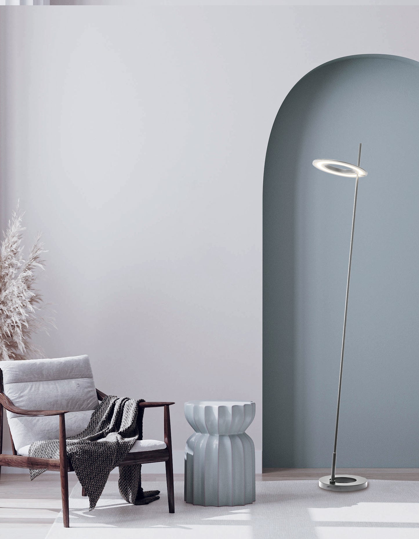 Dainolite 20W Floor Lamp Satin Chrome