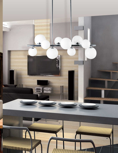 Dainolite 10 Light Horizontal Pendant, Polished Chrome Finish